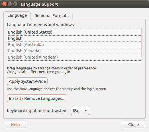 language support setting